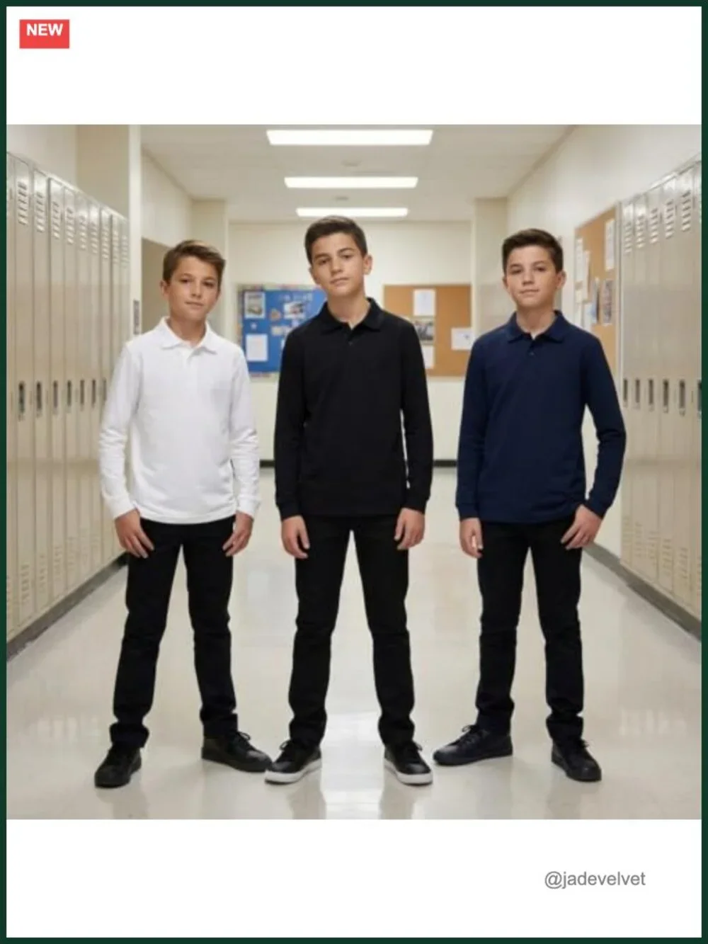 Boys Long Sleeve Polo Shirt 2-Pack Performance School Uniform Golf Casual Wear